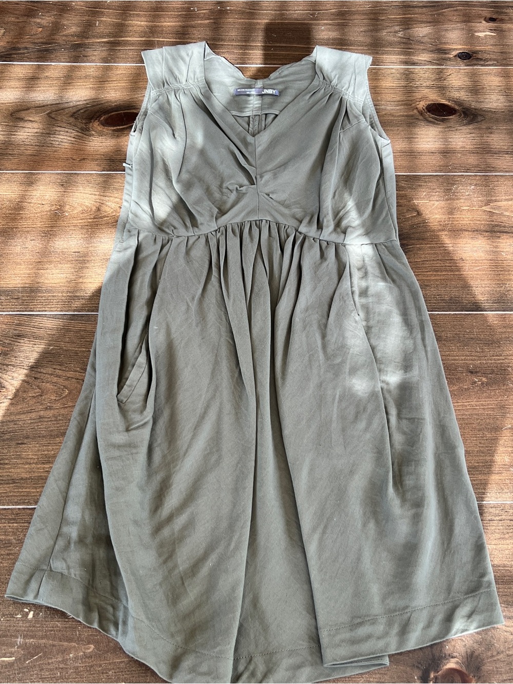 JBNY Sleeveless V-Neck Olive Green Dress-size medium